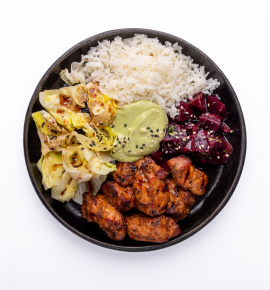 Burrito bowl with grilled pork